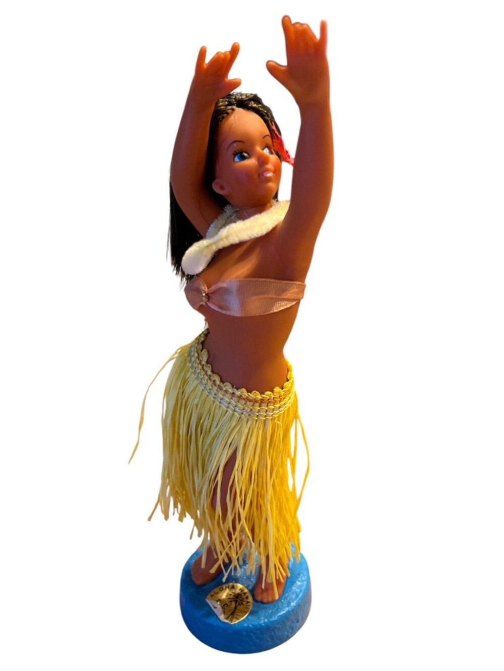 Vtg Aloha Hawaii Hawaiian Hula Girl Dashboard Doll Grass Skirt & Lei - Picture 5 of 8